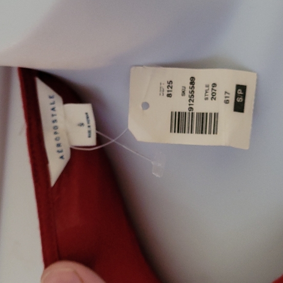 NWT Aeropostale Red Fit Flare Shirt Lace Up Dress S - Picture 4 of 5